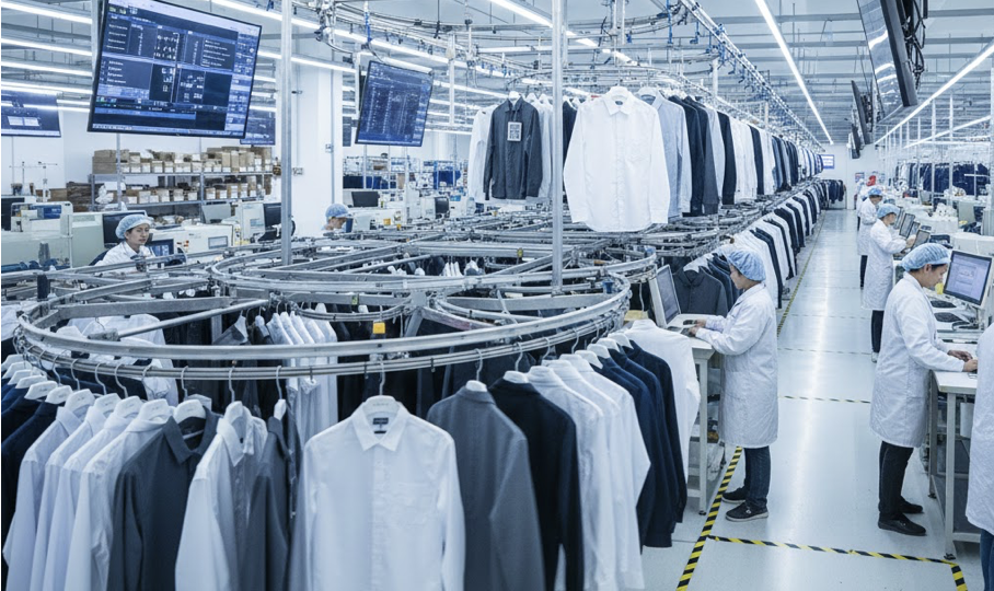 盛文服饰引进全自动智能吊挂系统，产能提升30%